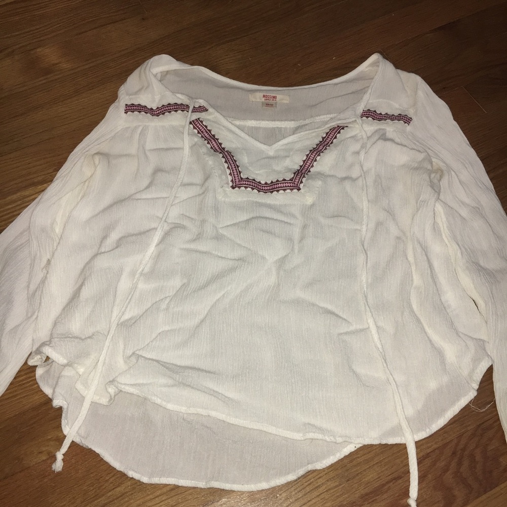 White Flowy Peasant Top